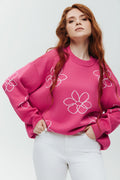 Sweter w kwiaty, Różowy