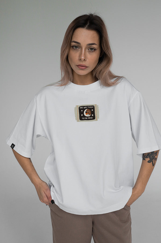 Oversized T-shirt "One way ticket to the moon"