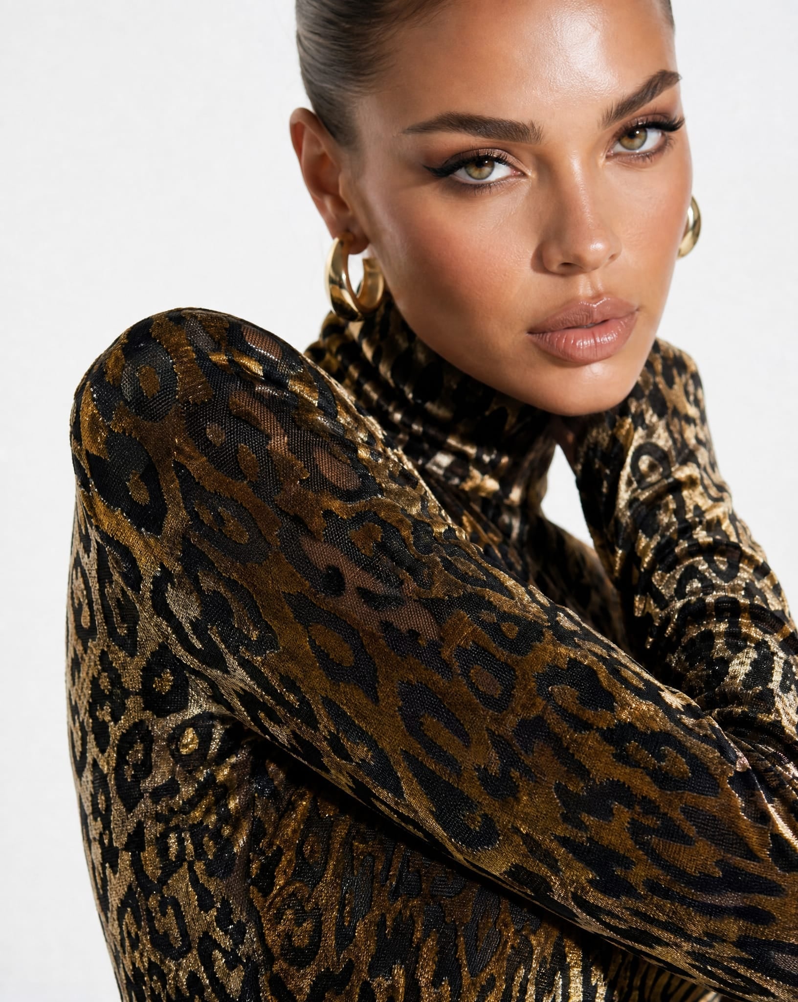 CINDY Slinky Leopard Print Velvet Mini Dress