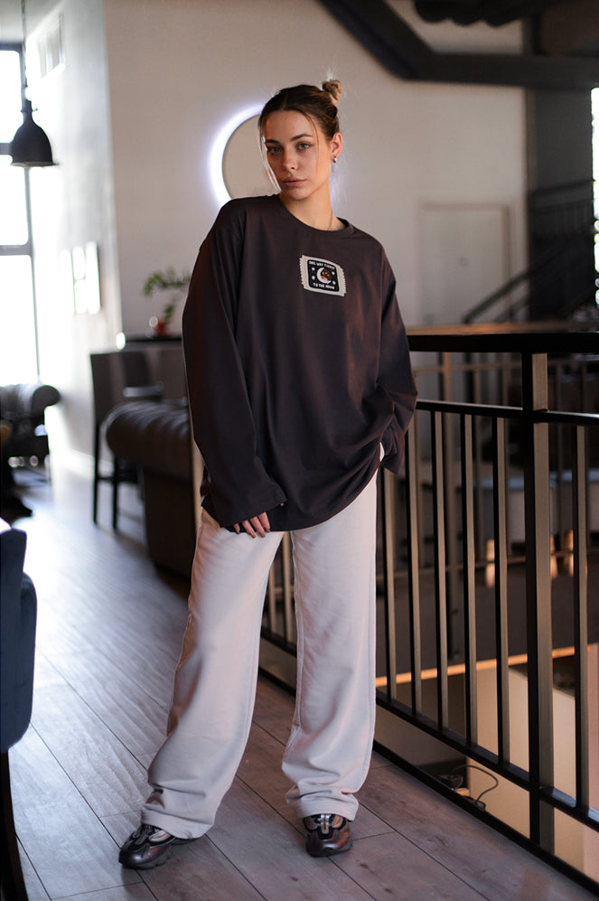 Oversized Long-Sleeve Shirt "One way ticket to the moon"