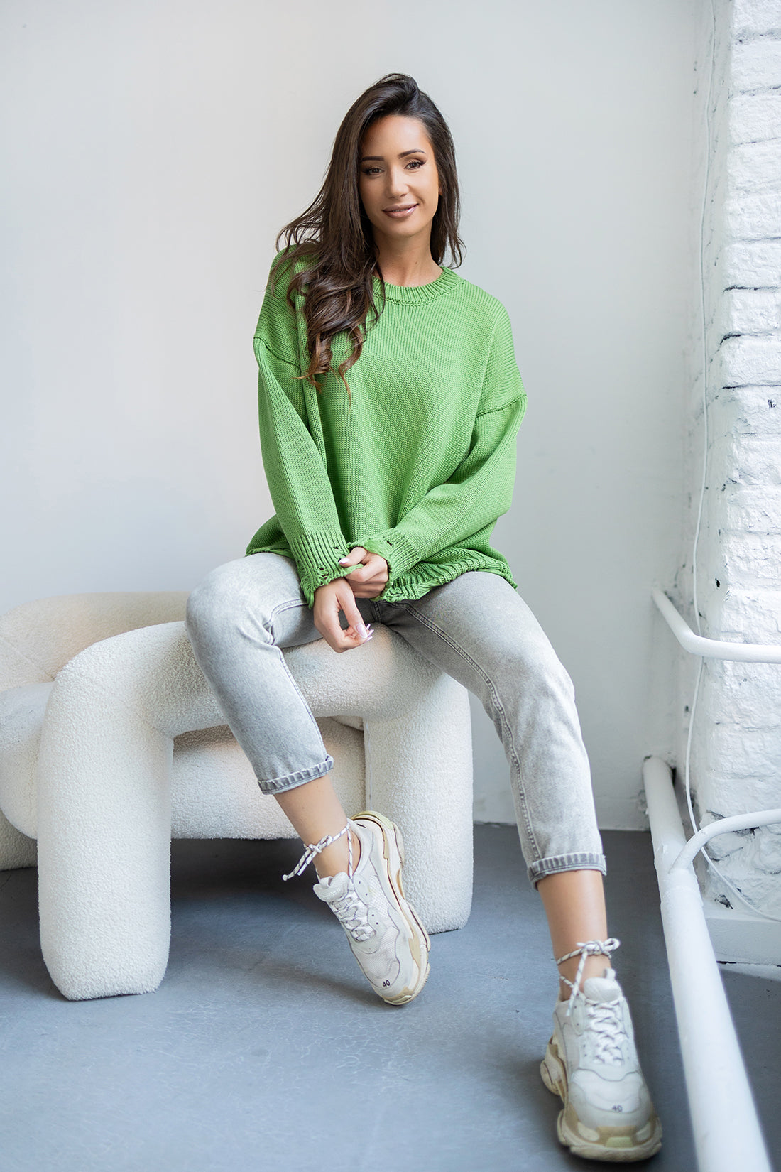 Sweter Retro Grunge, Zielony – Wyróżnij się Stylową Oryginalnością