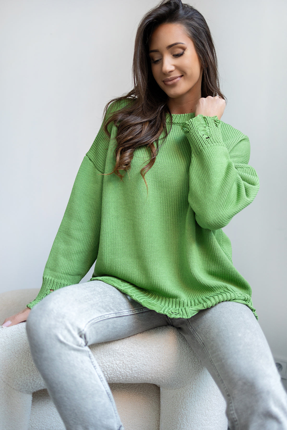 Sweter Retro Grunge, Zielony – Wyróżnij się Stylową Oryginalnością